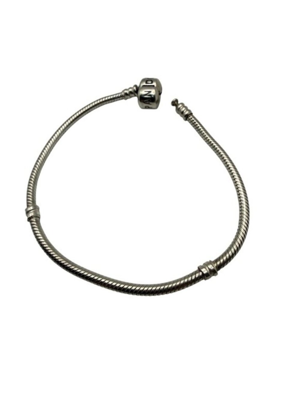 Pandora Moments Snake Chain Charm Bracelet 8.5 inch Sterling Silver Barrel Clasp